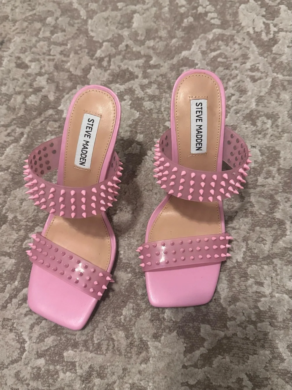 Steve Madden Pink Spiked Double-Strap Heels